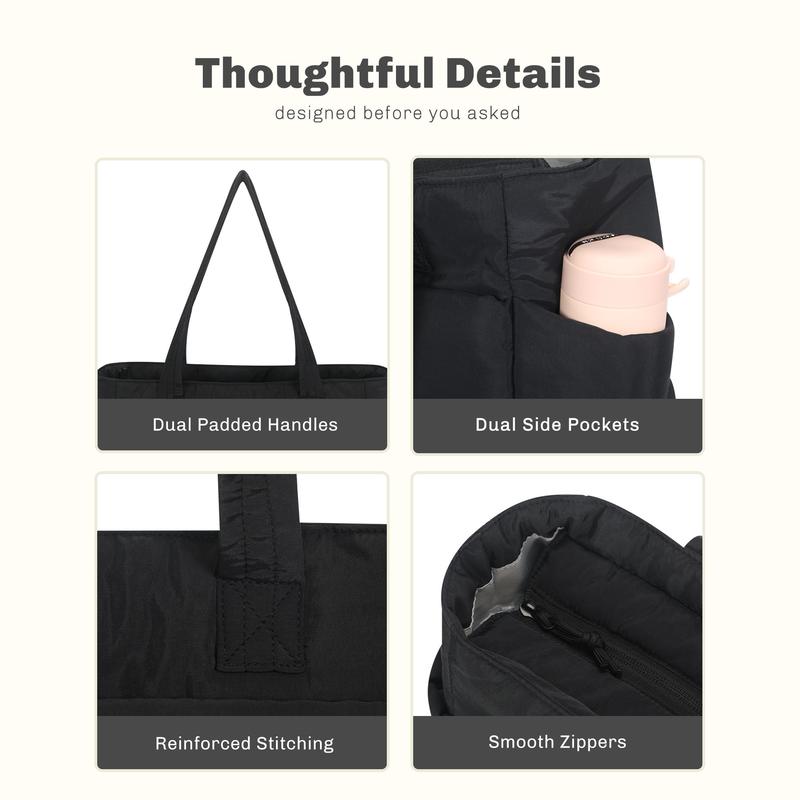 [NEW IN] HYNES EAGLE Puffer Laptop Tote Bag 15.6 Inches Lightweight Puffy Handbag for Women Quilted Shoulder Bag for School/Work/Travel/Gym/Nurse Durable Bubble Bag  Water Repellent College Tote with Multiple Compartments & Organize Zipper Closure