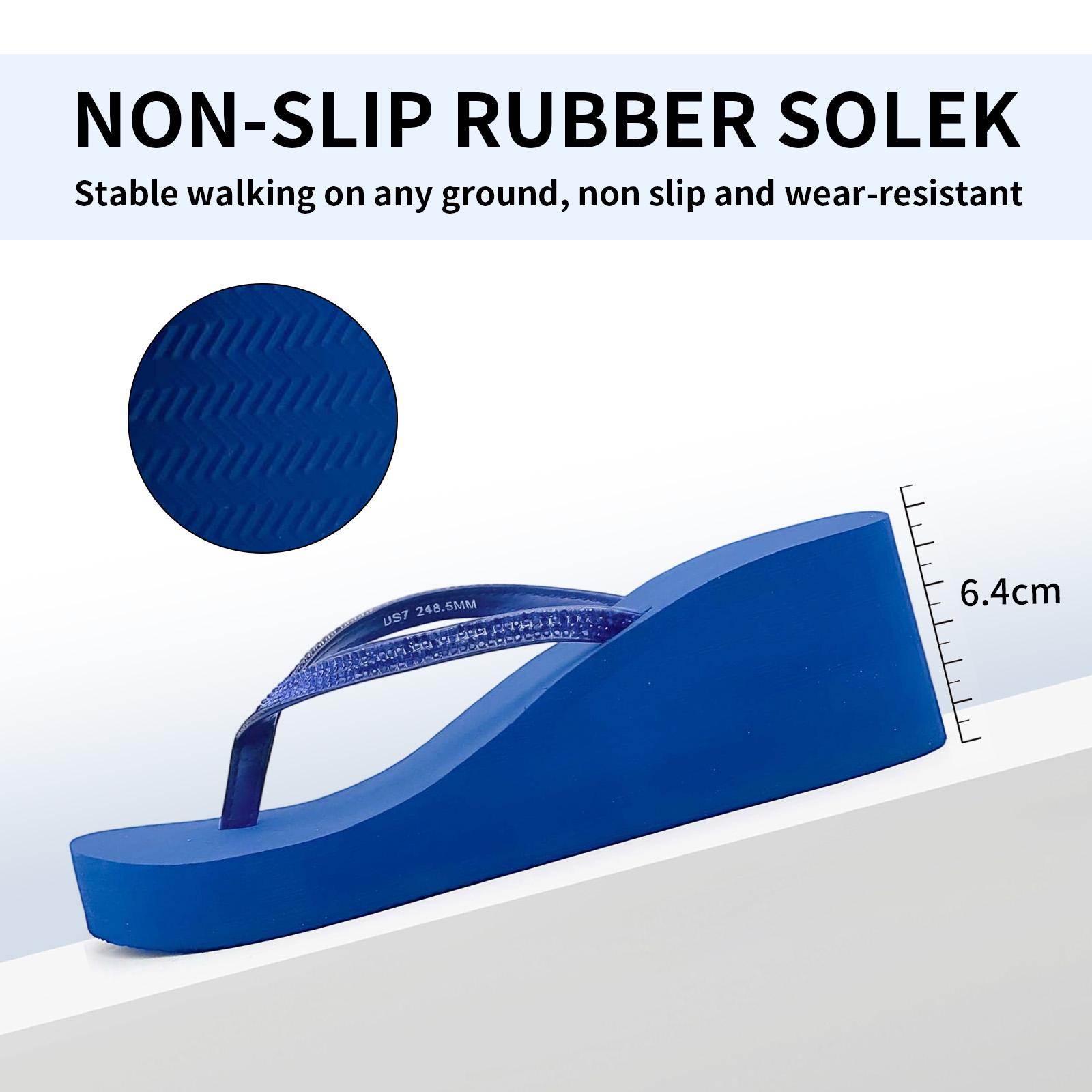 Lumubby Sparkly Rhinestone Wedge Heel Thong Sandals 8cm Platform Flip Flops Comfortable Casual Shoes for Summer Women's Y2K Inspired White Sandals