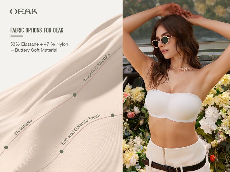 OEAK Womens Strapless Bandeau Jelly Bras Non Slip Bras Push Up Wireless Bras Supportive Seamless Bra Comfortable Tube Bra OEAK Womens Strapless Bandeau Jelly Bras Non Slip Bras Push Up Wireless Bras Supportive Seamless Bra Comfortable Tube Bra