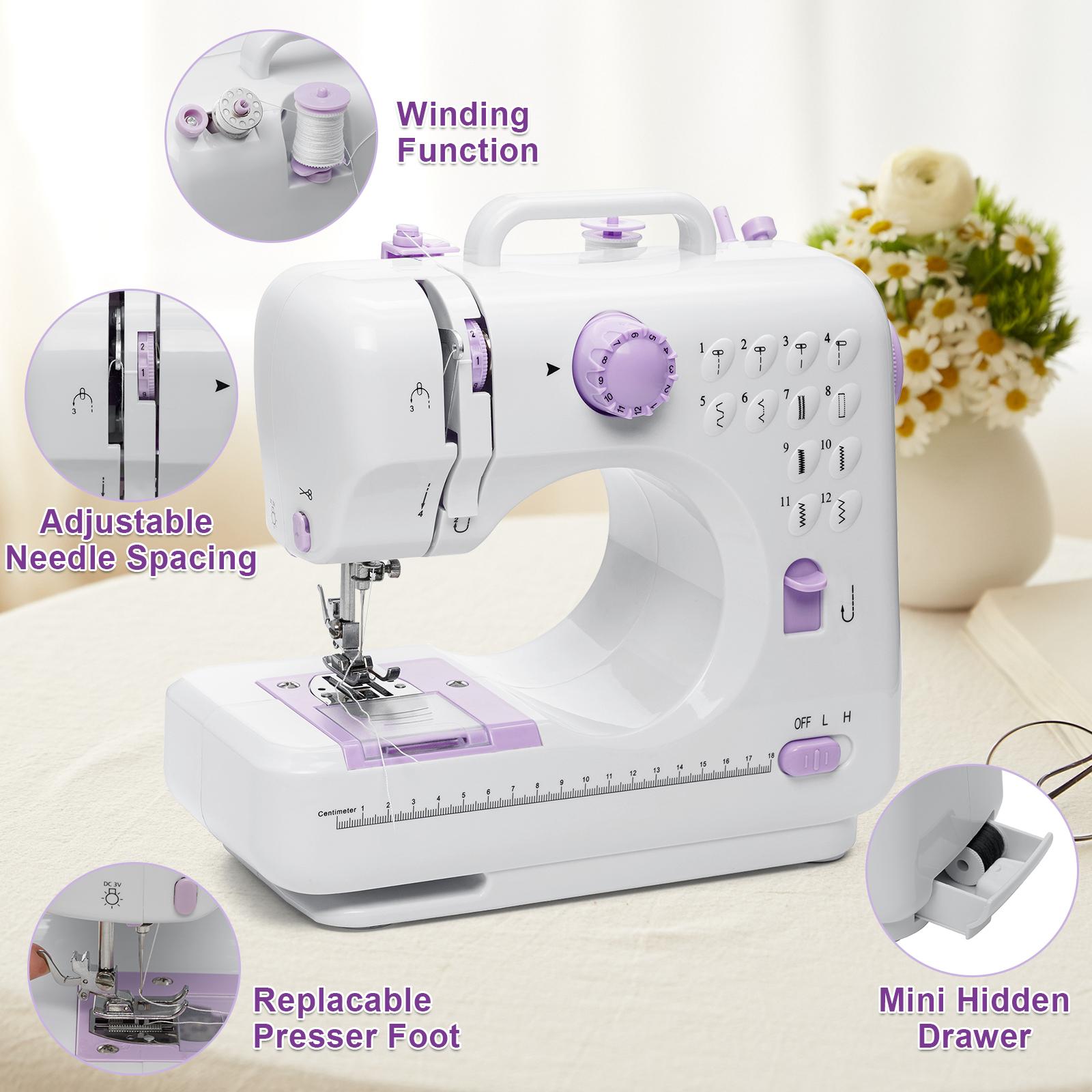 Portable Sewing Machine,40 Piece Handheld Electric Sewing Machines Kit,12 Stitch Patterns Mini Sewing Machine for Beginners Kids,Household Multifunctional Crafting Mending Machine
