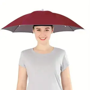 Umbrella Hat with Elastic Headband, Lightweight Hat Umbrella for Outdoor Sunny & Rain Dual-use, Rainproof & Portable Waterproof Fishing Umbrella for Outdoor, Cover