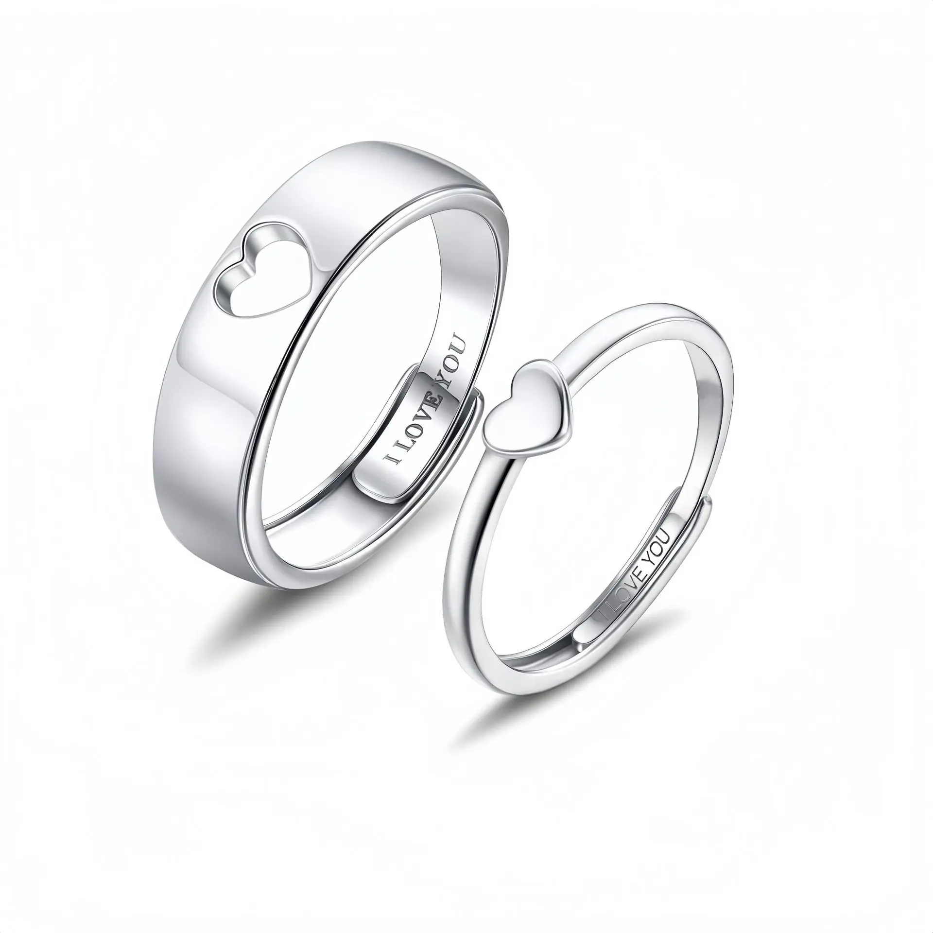 Luxury Interlocking Heart-Shaped Wedding Rings Set - Stainless Steel Matching Couple'S Bands with His & Hers Names, Hypoallergenic Comfort Fit, Polished for Valentine'S Day, Anniversary & Casual Attire - Bohemian Style Unisex Engagement Rings for Me