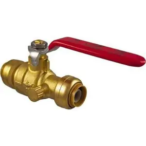 SharkBite 3/4 x 3/4 in Standard Port Brass Inline 2-Way Flow Ball Valve, Push-to-Connect Ends, Steel Handle, 200 WOG 22305-0000LF