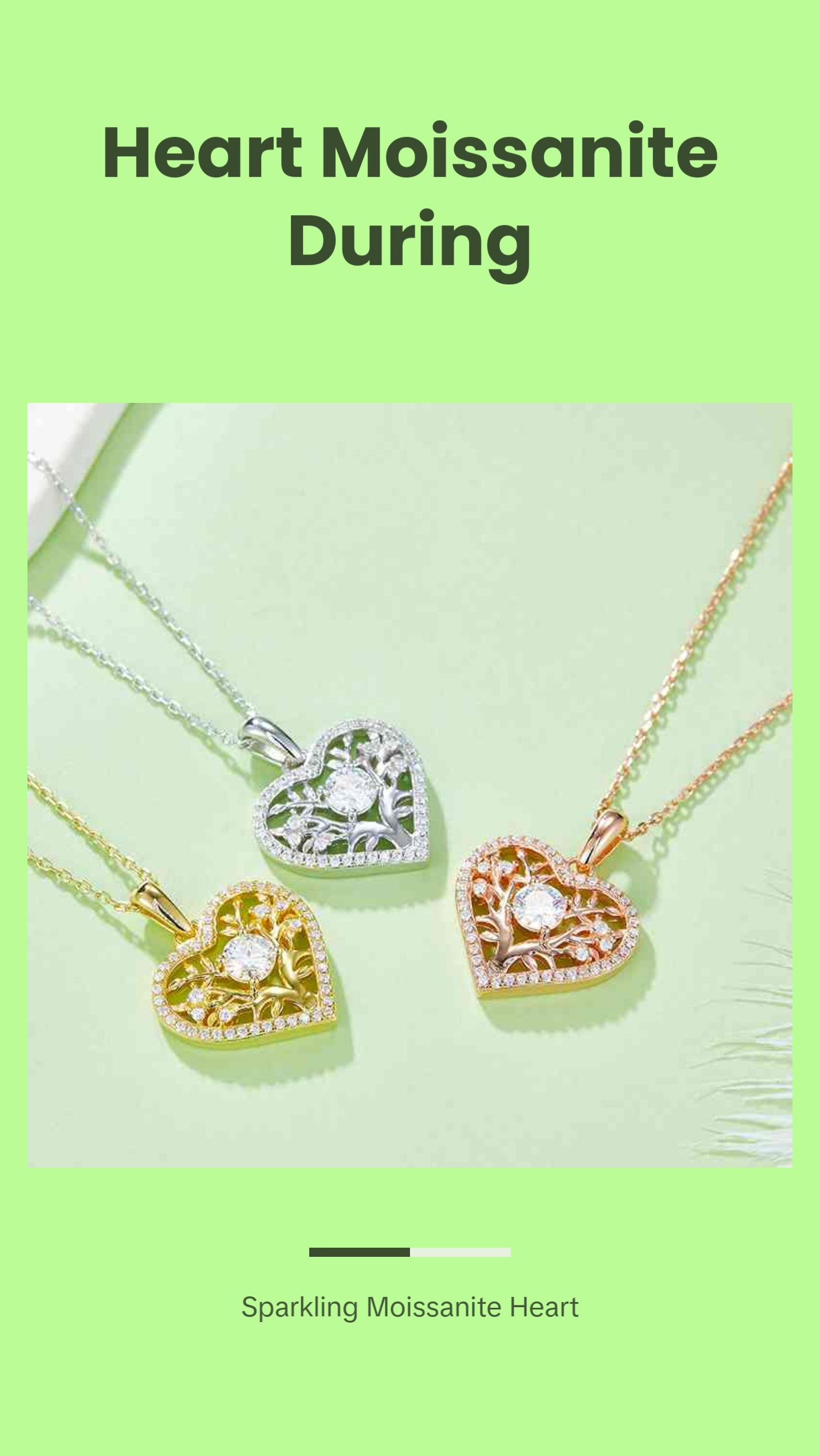 Moissanite 925 Sterling Silver Heart Shape Necklace