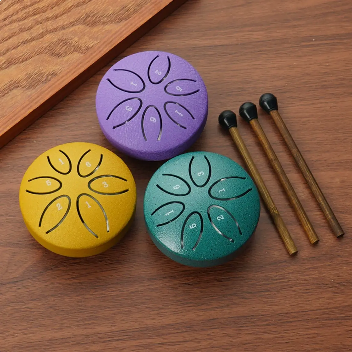 Rain Drum 3-Inch Steel Tongue Drum with 6 Notes, Waterproof Garden Chime Instrument, Mini Pentatonic Hand Drum outside travel