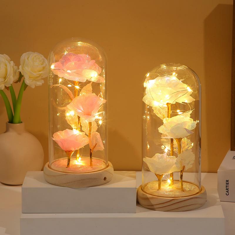 Classic Gifts LED Everlasting Rose Flower & 3D Rose Series Crystal Décor Collectibles,Eternal Romantic Creative Gifts for Women - Valentine's,Day Mother's Day, Birthday, Memorable Dates luxury valentines Gifts for Her Perfect gift Surprise Idea for LOVE