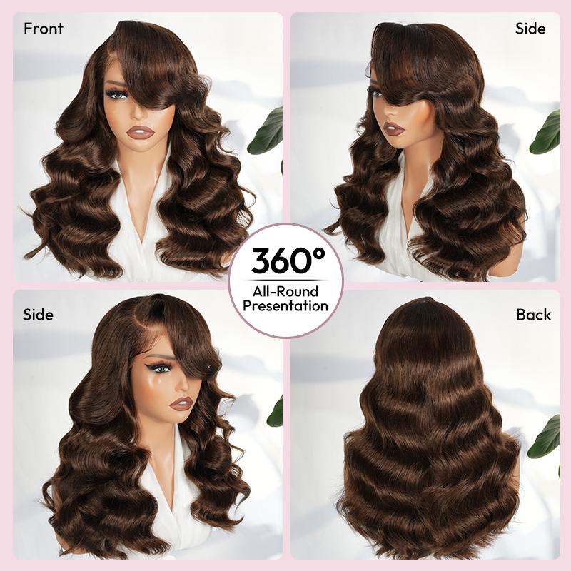 [Brown Side Part Wig] West Kiss Glueless Dark Brown Right Side Part Wigs Copper Orange LayerCut Body Wave 6x8 Lace Closure Wig Pre Cut Pre Plucked Human Hair