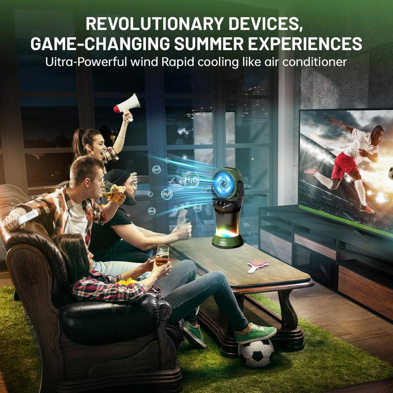 Daonlc Portable Misting Fan with Remote & 30000mAh Rechargeable Misting Fans for Outside Patios Camping Beach & Workshops Mist Fan Portable for Outdoor/Indoor 2L Water Tank RGB Light 4 Speeds & Spray