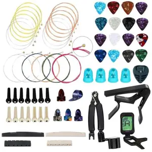 66PCS Guitar Accessories Kit, Acoustic Changing Tool, Including Guitar Acoustic Strings, Picks, Capo, String Winder&Cutter, Tuner, Bones, for Players and Beginners