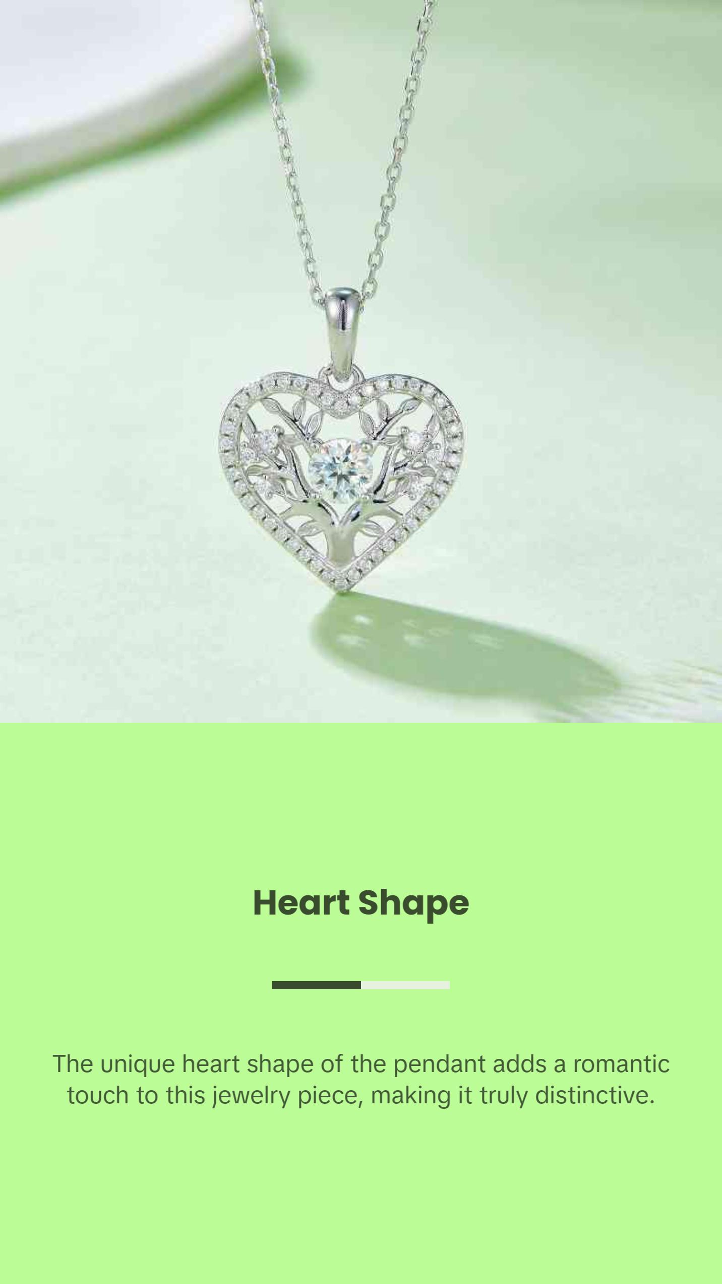 Moissanite 925 Sterling Silver Heart Shape Necklace