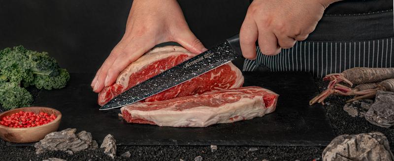 Astercook Knife Set, 6 Piece Kitchen Knife Set, Aesthetic Blade Knife Block Stainless Steel