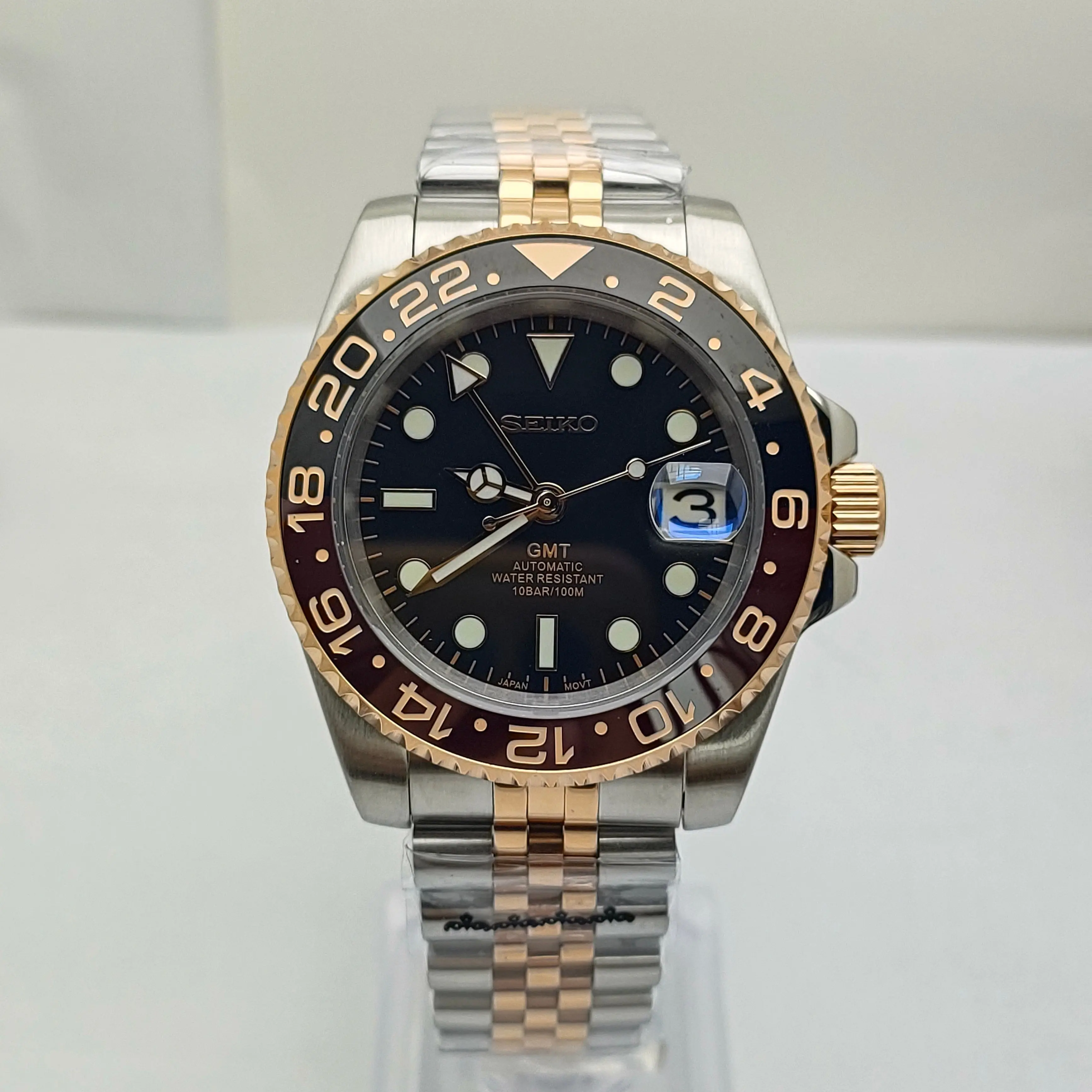 Seiko Two-tone Rose Gold GMT Mod Watch
