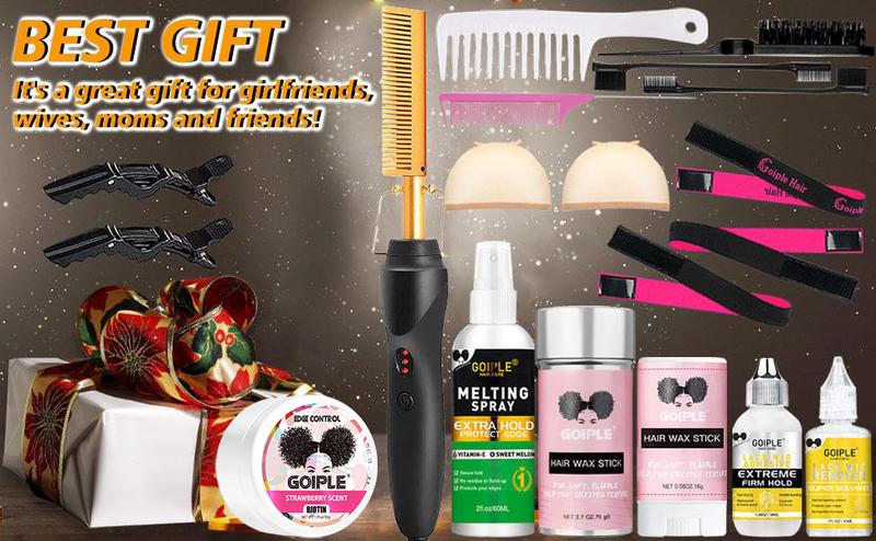 【Valentinesdaygift】Hot Comb Straightening Kit for Wigs and Natural Hair - Safe Pressing Comb, Curling Iron, Wig Glue Straightener Gift Springtok Multifunctional Styler