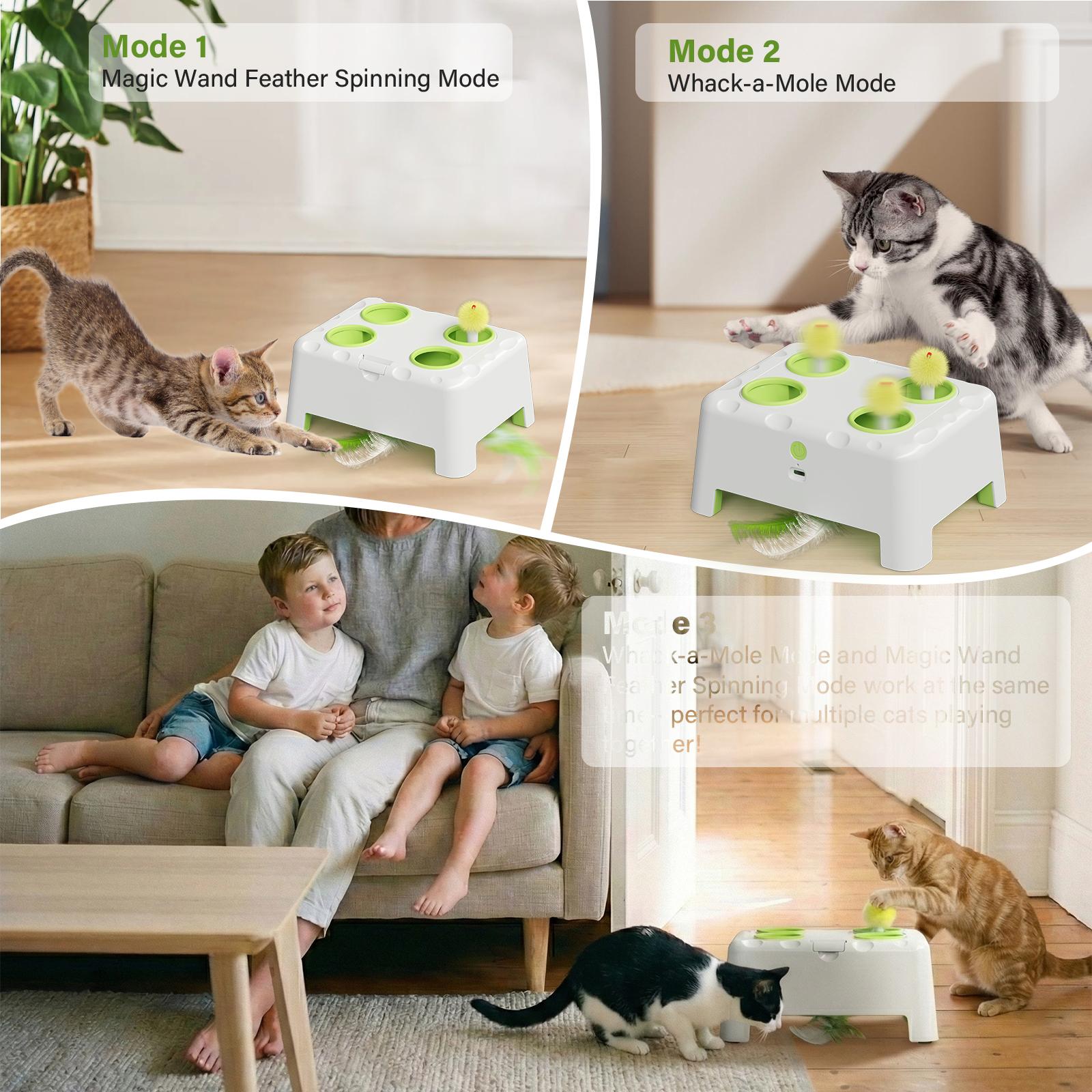 HAPPYCODE Magic House Interactive Cat Toy A 4-hole whack-a-mole electric cat toy suitable for all cats Features three modes: feather wand, whack-a-mole, and rechargeable pop-up hide-and-seek Pet supplies,stimulating cat toys HAPPYCODE Magic House Interactive Cat Toy A 4-hole whack-a-mole electric cat toy suitable for all cats Features three modes: feather wand, whack-a-mole, and rechargeable pop-up hide-and-seek Pet supplies,stimulating cat toys