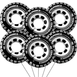 6-Piece 30-Inch Race Car Wheel Balloons for Racing Theme Birthday Party Decorations