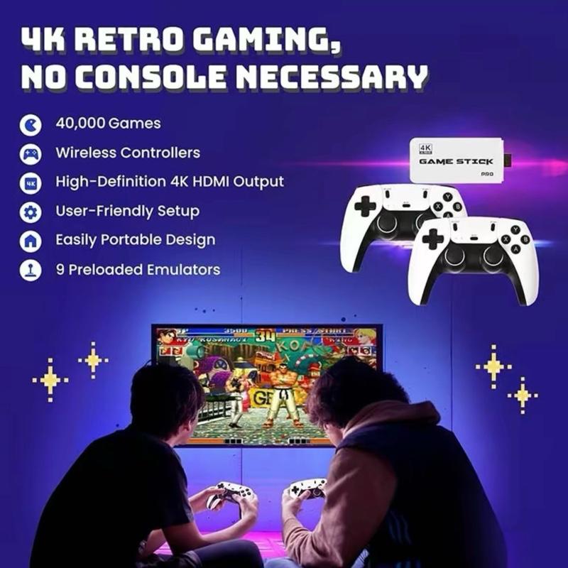 4K TV Game Stick M15 Video Game Console with 40000+ Games 64GB Handheld Player Wireless Controller Retro Gamepad 23 Classic Emulators