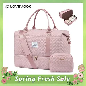 LOVEVOOK Weekender Bag Travel Duffel Bag with Shoe Compartment and Toiletry Bag for Women, Carry on Overnight Bag.Christmas Gift Ideas, TikTokholidayhaul