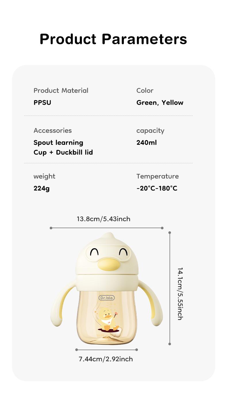 Dr.Isla PPSU Leakproof Sippy Cup, 2-in-1 Baby Training Cup with Weighted Straw, No Spill Anti-Colic Toddler Cup with Non-Slip Handles, Cute Diver Duck Design, BPA-Free, 6-12M, 1-3 Years, 240ml 9oz, Easter Basket Stuffers for Baby Dr.Isla PPSU Leakproof Sippy Cup, 2-in-1 Baby Training Cup with Weighted Straw, No Spill Anti-Colic Toddler Cup with Non-Slip Handles, Cute Diver Duck Design, BPA-Free, 6-12M, 1-3 Years, 240ml 9oz, Easter Basket Stuffers for Baby