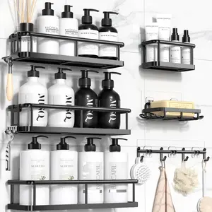 Wall-Mounted Corner Shower Kitchen Shelves — Punch-Free Bathroom Storage Rack with Waterproof Hollow Design for Soap, Spray Bottles, and Toilet Essentials | Modern Bathroom Organizer – Perfect for Valentine’s Day