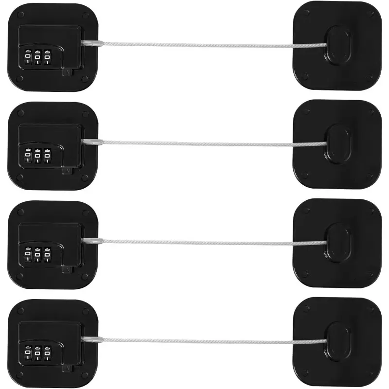 4 Pcs Refrigerator Lock Set,Heavy Duty Combination Lock for Fridge,Cabinets,Window,Drawers,Strong Non-Marking Adhesive,No Drilling Safety Cabinet Lock,Halloween Party Gifts,Hand Tools Kits