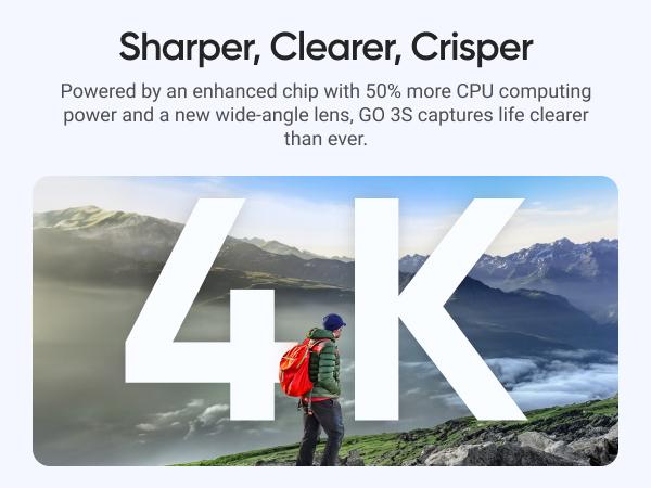 Insta360 GO 3S - 128 GB 4K Tiny Portable Vlogging Camera, Hands-Free POVs, Mount Anywhere, Stabilization, 140 Min Battery Life, 10m Waterproof, Apple Find My, Pet POV