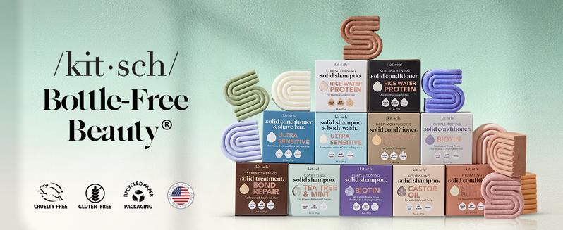 Kitsch Rosemary & Biotin Volumizing Natural Shampoo Bar, Strengthening & Thickening Bar Shampoo for All Hair Types, Made in USA, Vegan, Paraben Sulfate & Cruelty Free Soap