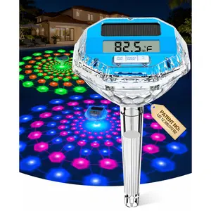 Pircaath 2026 Upgrade Digital Pool Thermometer Floating Easy Read, Solar Pool Thermometer with 7 Dynamic Light Show, Large LCD Screen & IP68 Waterproof Pools Water Temperature Thermometers for Hot Tub