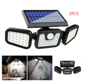 2 Pack Solar Security Lights Motion Activated IP65 Waterproof Outdoor Solar Lamp with Bright LED for Pathway Gate Yard Lighting