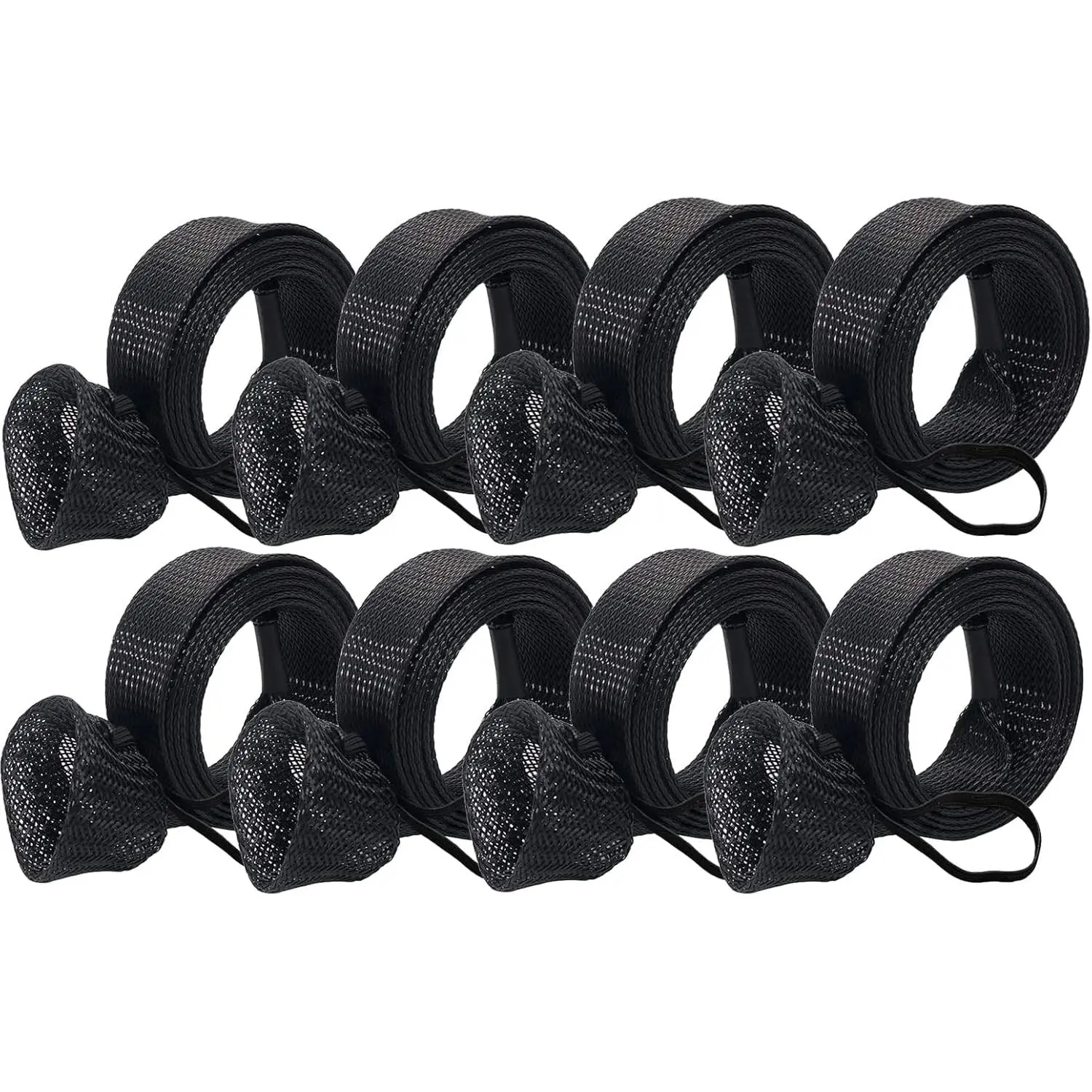 8 Pack Fishing Rod Socks Rod Sleeves, Casting/Spinning Fishing Rod Covers, 67 Inches Braided Mesh Rod Protector Pole for Fly Sea Fishing Rod, and Other Common Fishing Rods (Black)