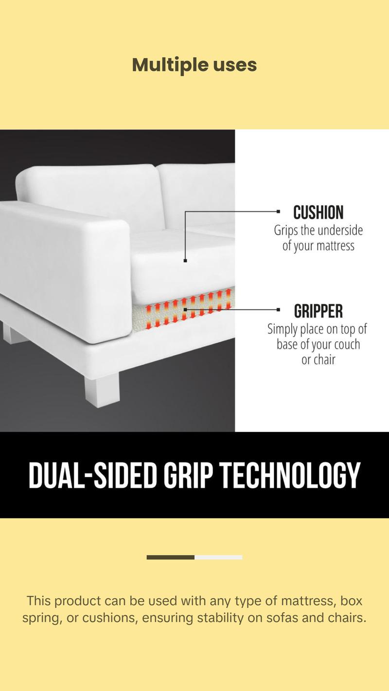 Gorilla Grip Non Slip Mattress Gripper, Prevents Mattresses from Sliding and Holds Bed in Place, Pad Grips Beds, Sofa, Couch, Chair Cushions and Helps Keep Topper from Slipping, Easy Trim Pads