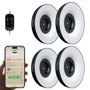 GLOWRIUM Grow Lights for Indoor Plants, 32W Smart Full Spectrum LED Grow Light, Auto Timer and Stepless Dimming,Plant Assistant with Watering Reminder,Modular Design (Black, 4PCS)