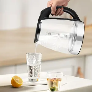 1.8L Electric Glass Kettle Fast Boiling Water Kettle 110V Auto Shut-Off LED Light Stainless Steel Filter BPA-Free for Tea Coffee Dorm Home