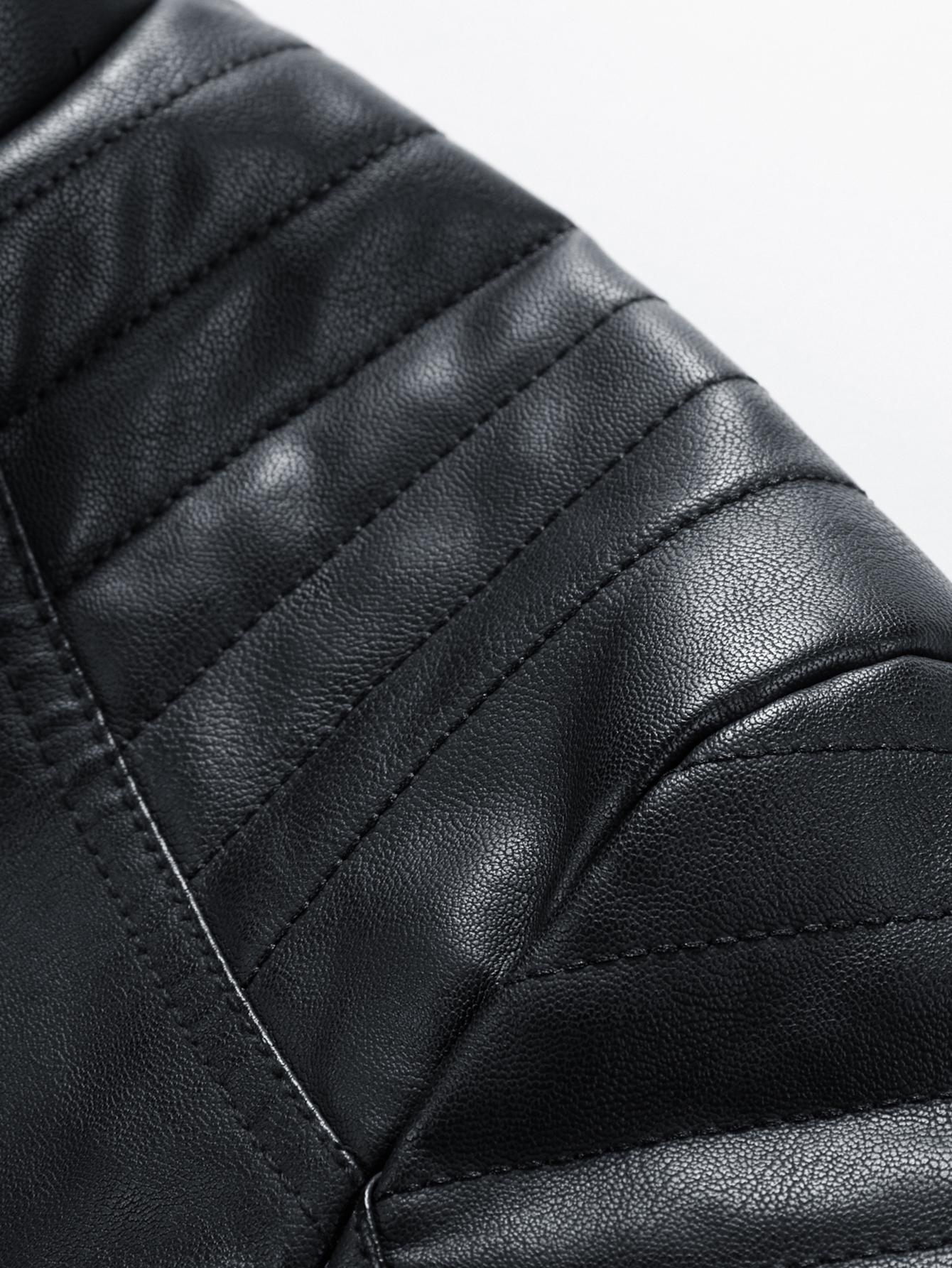 New Autumn And Winter Men's Leather Jacket With Fleece Lining Warm Casual Turn-Down Collar Leather Coat For Men SpringStatements