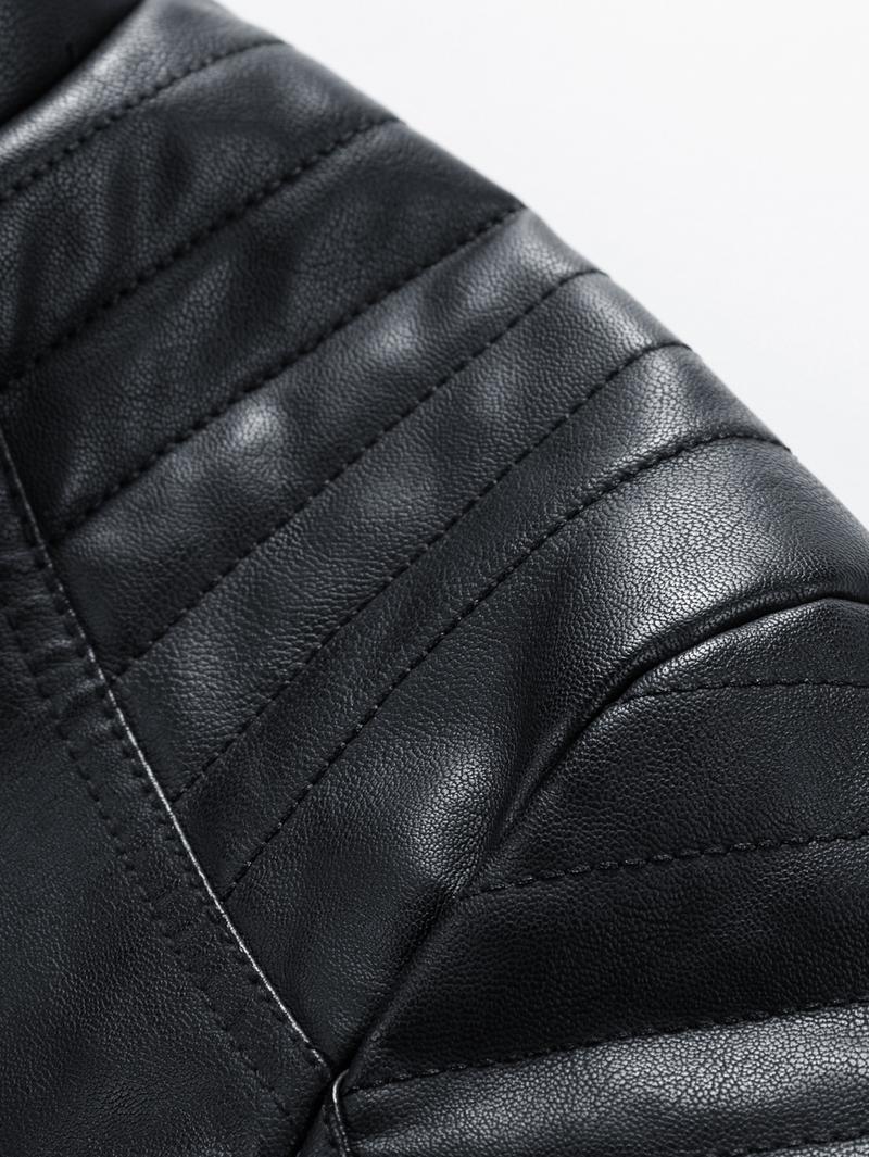 New Autumn And Winter Men's Leather Jacket With Fleece Lining Warm Casual Turn-Down Collar Leather Coat For Men