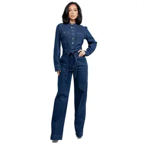 WOMEN FASHION DENIM LONG SLEEVES JUMPSUIT