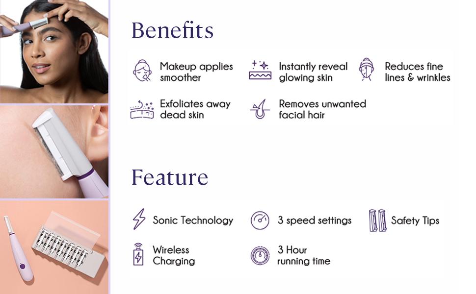 Sonicsmooth At-Home Sonic Dermaplaning System by Michael Todd Beauty | 2-in-1 Peach Fuzz Removal & Sonic Exfoliation for Smoother, Softer, More Radiant Skin | Dermatologist Approved, Safe for Sensitive Skin, 3 Speeds