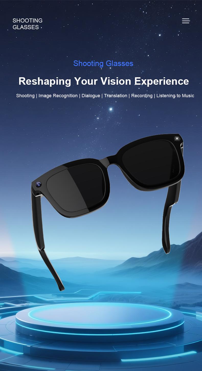 Smart Bluetooth Glasses with Camera, 1080p Video Recording Wearable Glasses, Multifunctional Wireless Audio Glasses with Headphone, Outdoor Sports Camera Sunglasses with Intelligent Voice Assistant, Anti-blue Light Protection Eyeglass Smart Bluetooth Glasses with Camera, 1080p Video Recording Wearable Glasses, Multifunctional Wireless Audio Glasses with Headphone, Outdoor Sports Camera Sunglasses with Intelligent Voice Assistant, Anti-blue Light Protection Eyeglass