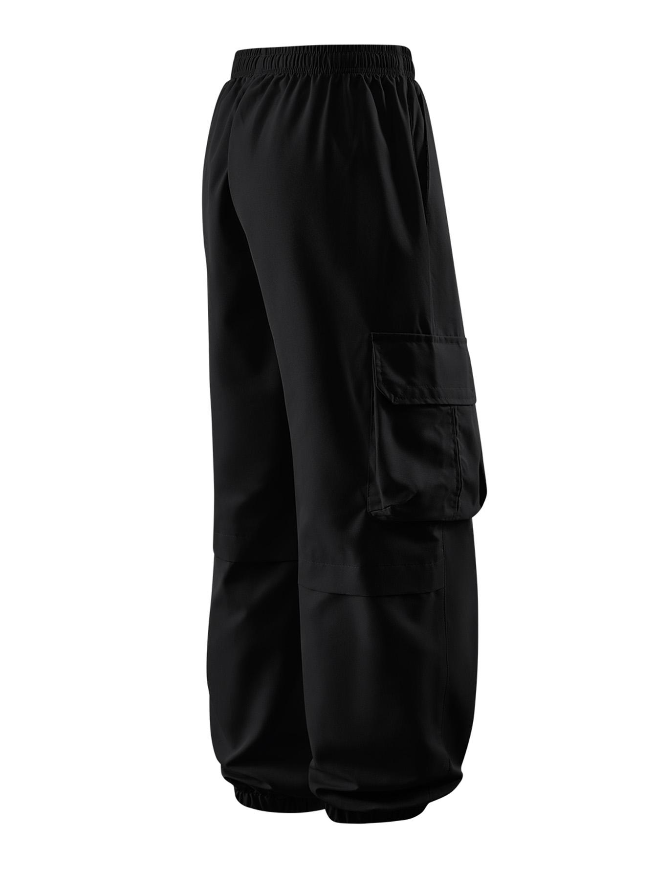 CCCMAI Men's Plain Drawstring Waist Cargo Pants, Casual Pocket Design Trousers for Daily Wear, Streetwear Men's Bottoms for All Seasons Menswear