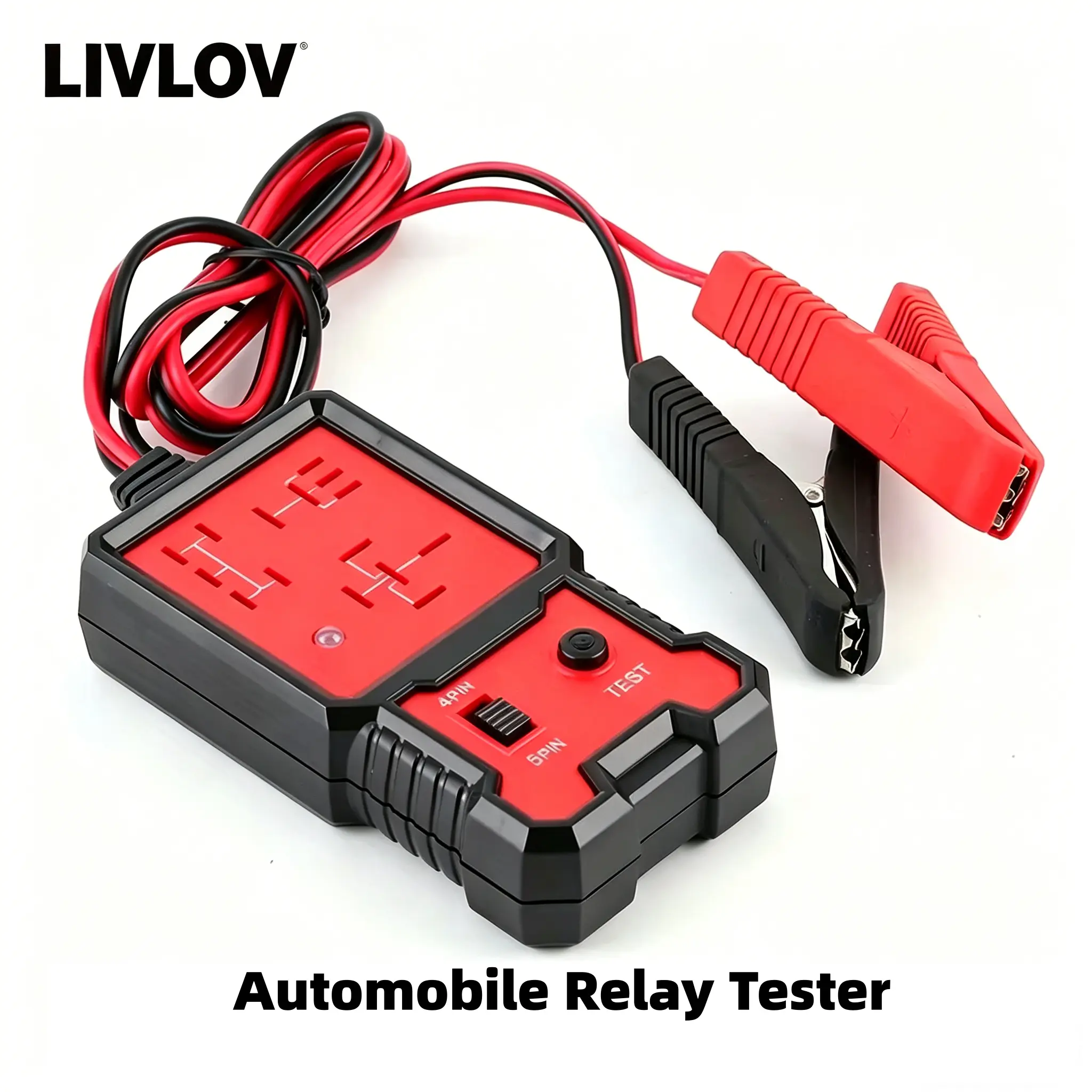 Car Automotive Circuit Tester, Car Relay Tester, Portable Battery Diagnostic Checker Tool, Professional Car Voltage Tester, Vehicle Diagnostic Tool, OBD Scanner, Red, with LED Indicator