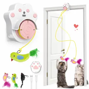 Automatic Hanging Cat Toy for Indoor Cats – Interactive Door Frame Cat Teaser with Feather Bird, Self Play Cat Toy