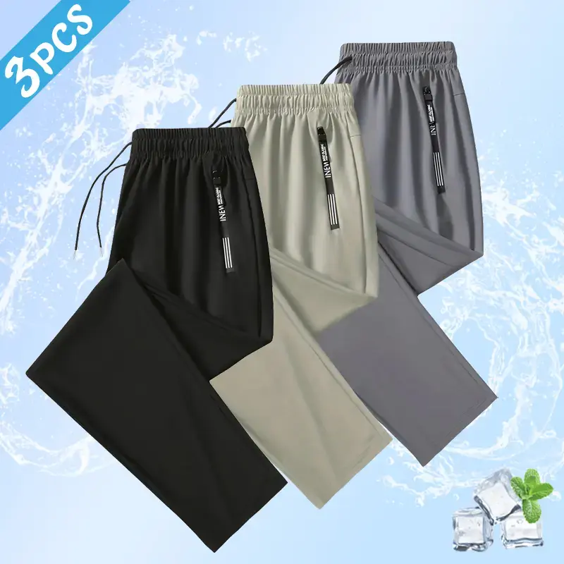 Men’s Stretch Athleisure Sports Casual Pants 3-Pack - Lightweight, Breathable, Ideal for Sports, Available in Multiple Colors, Athleisure Men's Pants
