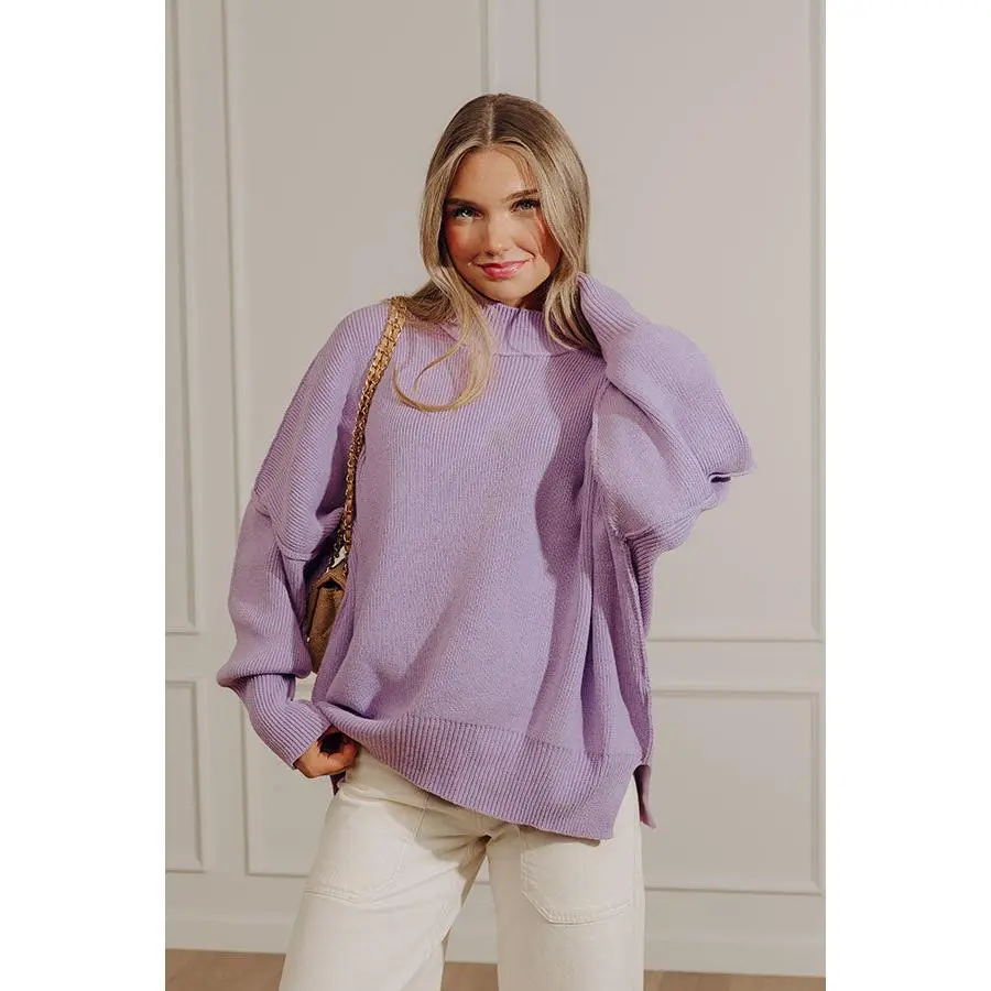 Full Of Warmth Tunic Sweater In Lavender