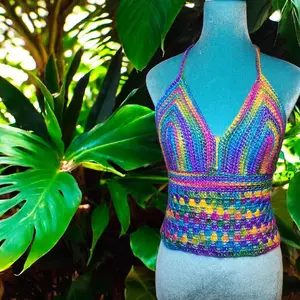 Handmade Crochet Granny Pop Top Size Medium