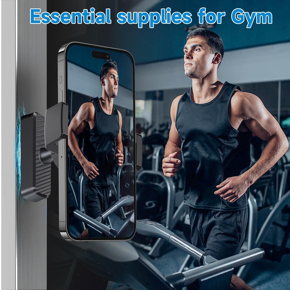 Magnetic Phone Holder for Gym - 360° Adjustable, Strong Portable Magnet Phone Mount for Workout Recording, Compatible with Andriod Phone and iPhone 16/15/14/13/12 for Workout Recording, Perfect Gift for Men & Women