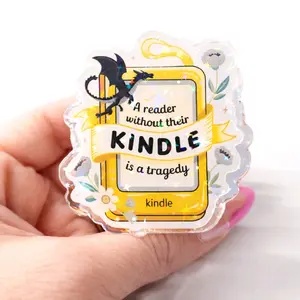 Magnetic Collapsible Grip/Stand for Kindle, ipad, E-Readers, Smart Phones | A Reader Without Their Kindle Is A Tragedy Fantasy Dragon Design | Handmade
