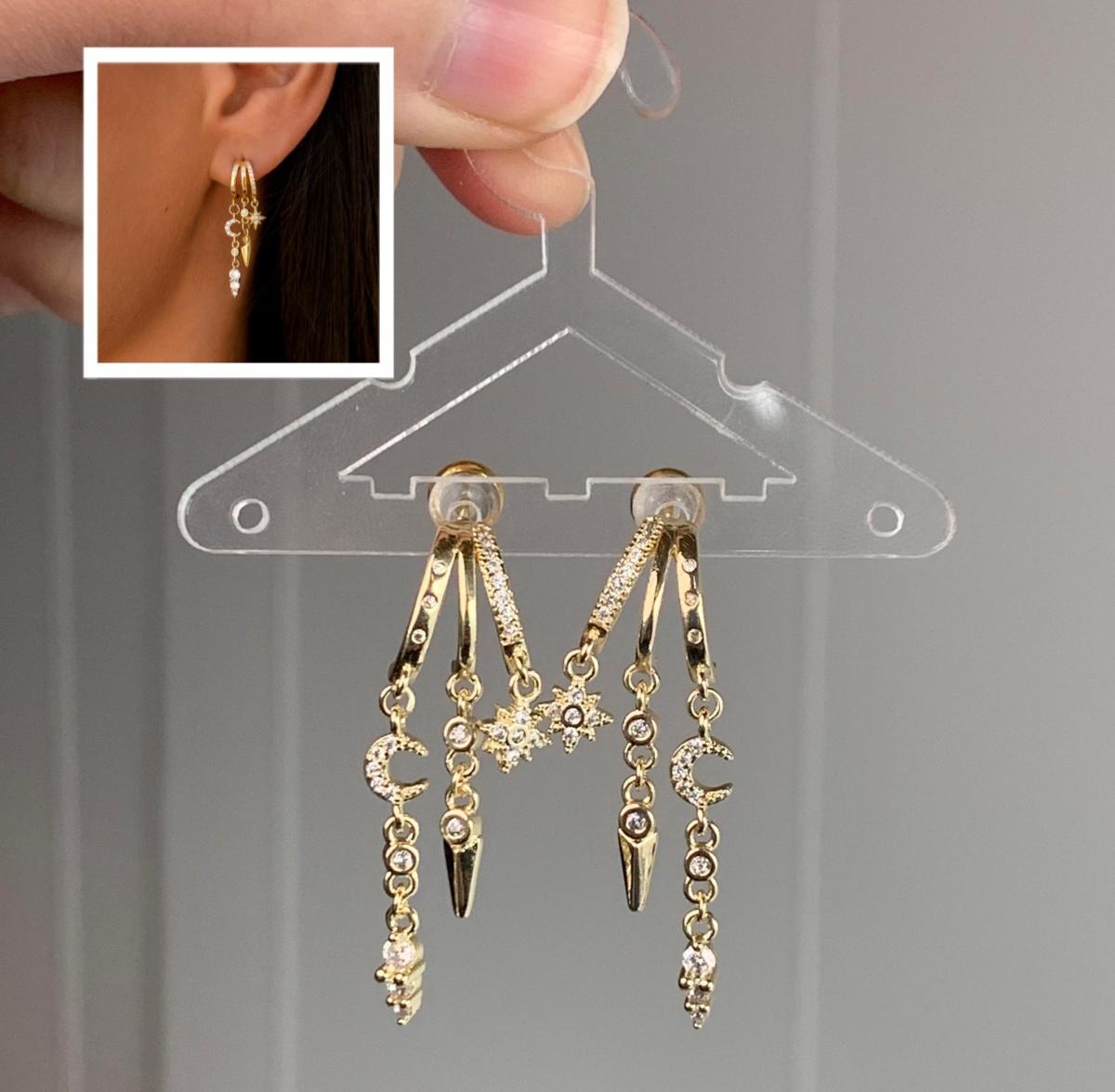 KINHOPI Triple Dangling Huggie Earrings for Women Trendy Dangle Drop Chain Earrings Perfect Valentine's Day Gift All-Day Wear