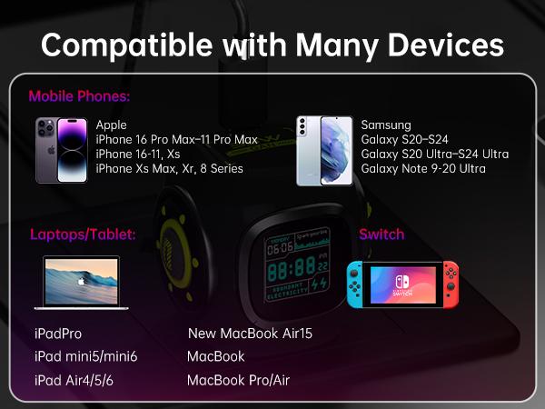 Divoom Dipow 35W USB-C Charger Fast GaN with DIY Pixel Display Foldable Compact Wall Block Power Adapter for iPhone 16/15 MacBook iPad Galaxy S23/S24 Switch Charging Portable