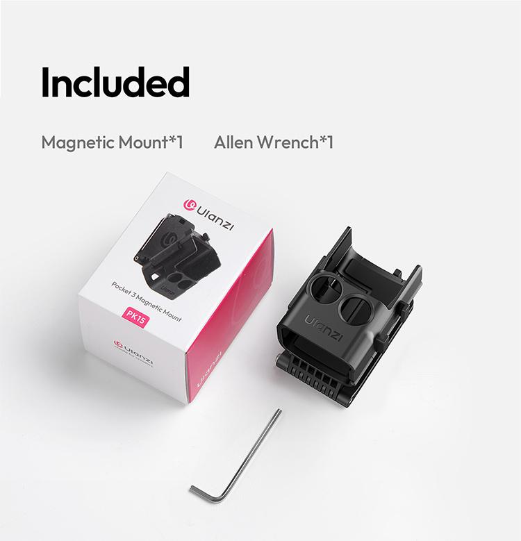 Ulanzi PK15 Pocket 3 Magnetic Mount Expansion Holder for DJI OSMO Pocket 3 Cold Shoe 180° Adjustable Video LED Light Mount Action Camera Accessories