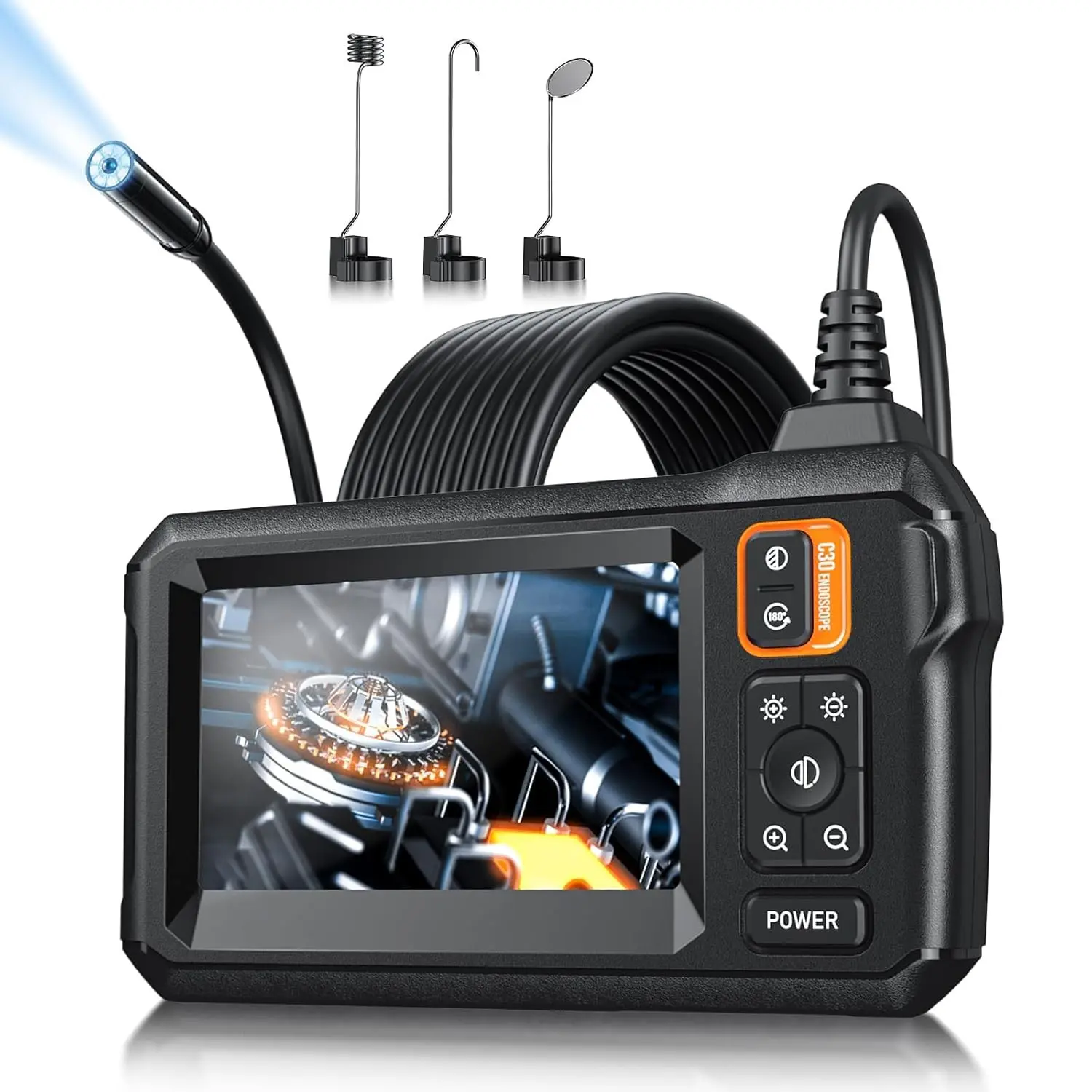 Industrial Endoscope, 1 Count HD Digital Borescope Inspection Camera, 4.3-inch IPS LCD Screen IP67 Waterproof Endoscope with 8 LED Lights, For Automotive Repair, Home Appliances, Pipeline Inspection