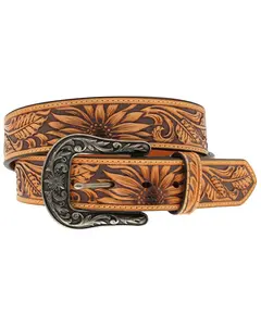 Nocona Women's Sunflower Tooled Leather Belt - N320001608